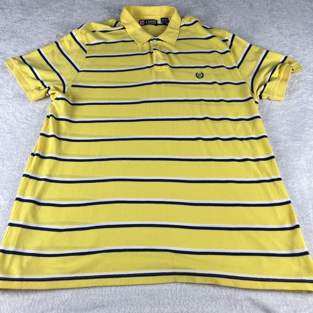 Chaps Shirt Men 2XL Yellow Striped Classic Fit